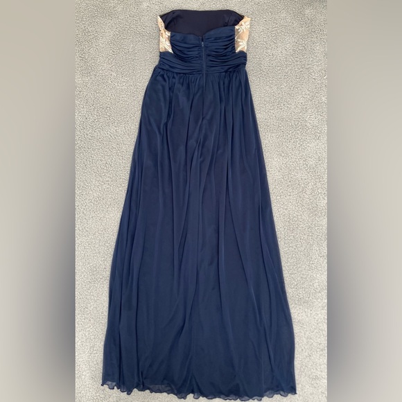Jodi Kristopher Long Cocktail Formal Navy Blue Dress Size Medium 6-8 - Picture 5 of 10
